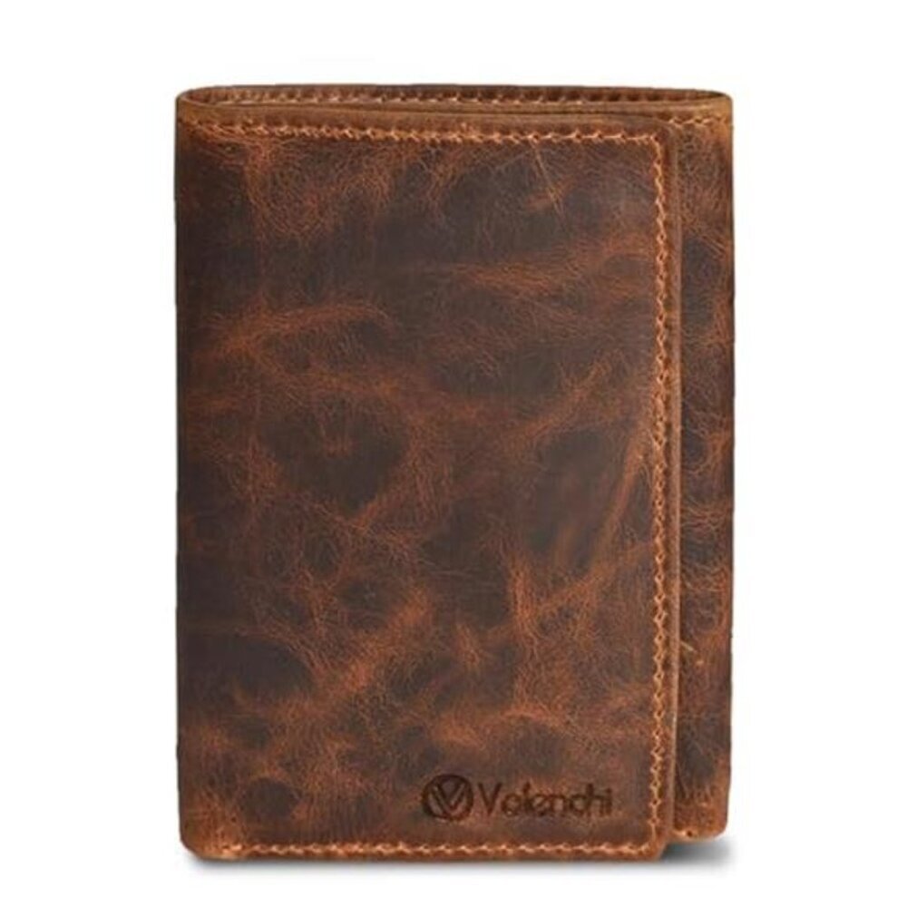RFID Blocking Leather Wallet Men Slim Trifold 6 Card